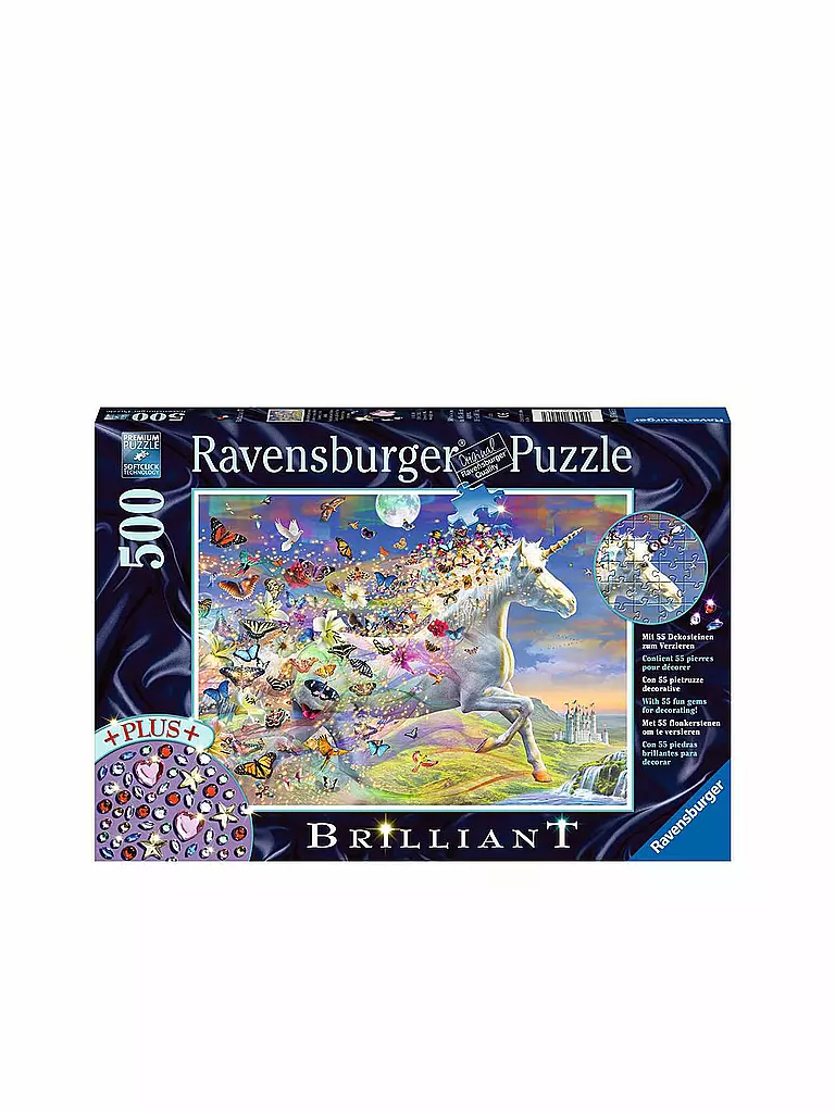 RAVENSBURGER | Puzzle - Schmetterlingseinhorn - 500 Teile | keine Farbe