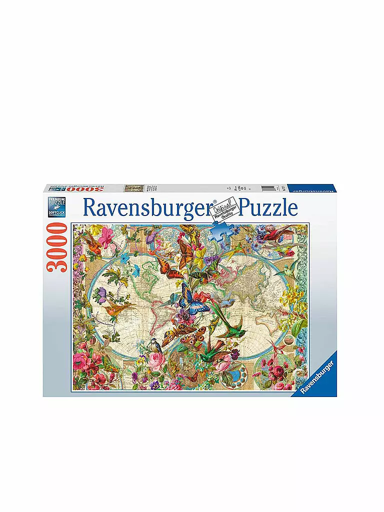 RAVENSBURGER | Puzzle - Weltkarte mit Schmetterlingen 3000 Teile | keine Farbe
