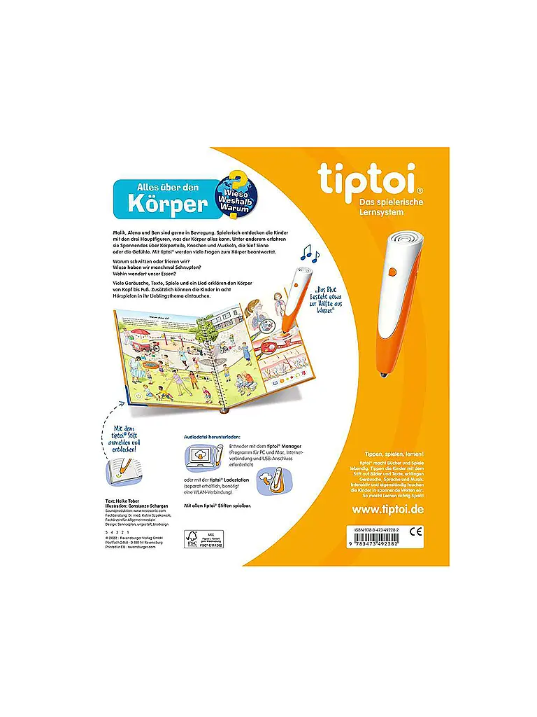 RAVENSBURGER | TIPTOI  Wieso Weshalb Warum -  Alles über den Körper | Bunt