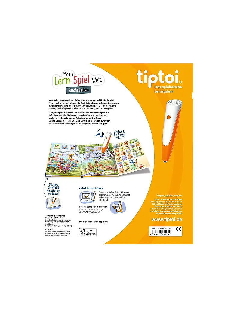 RAVENSBURGER | TIPTOI Meine Lern-Spiel-Welt - Buchstaben | Bunt