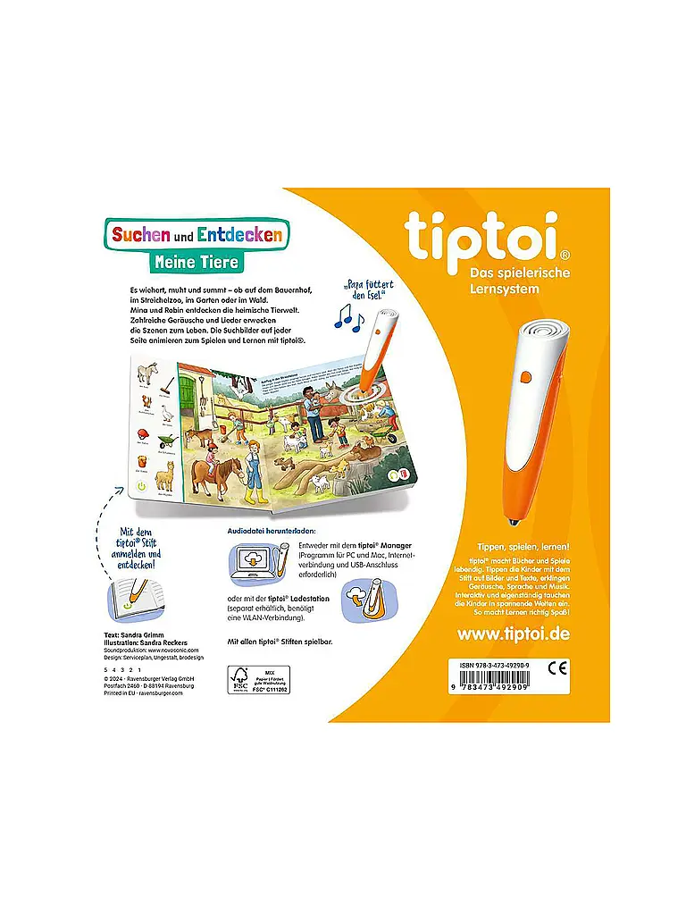 RAVENSBURGER | TIPTOI Suchen und Entdecken - Meine Tiere | Bunt