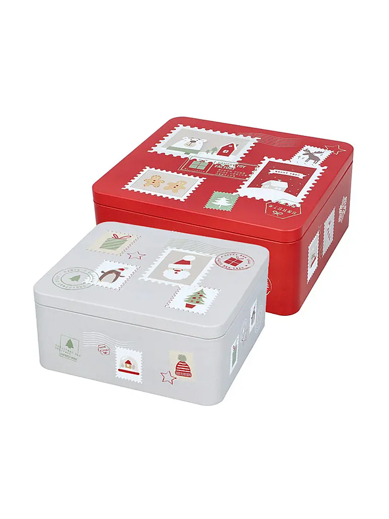 RBV BIRKMANN | Keksdose Set 2tlg. groß DEAR SANTA Rot/Grau | rot