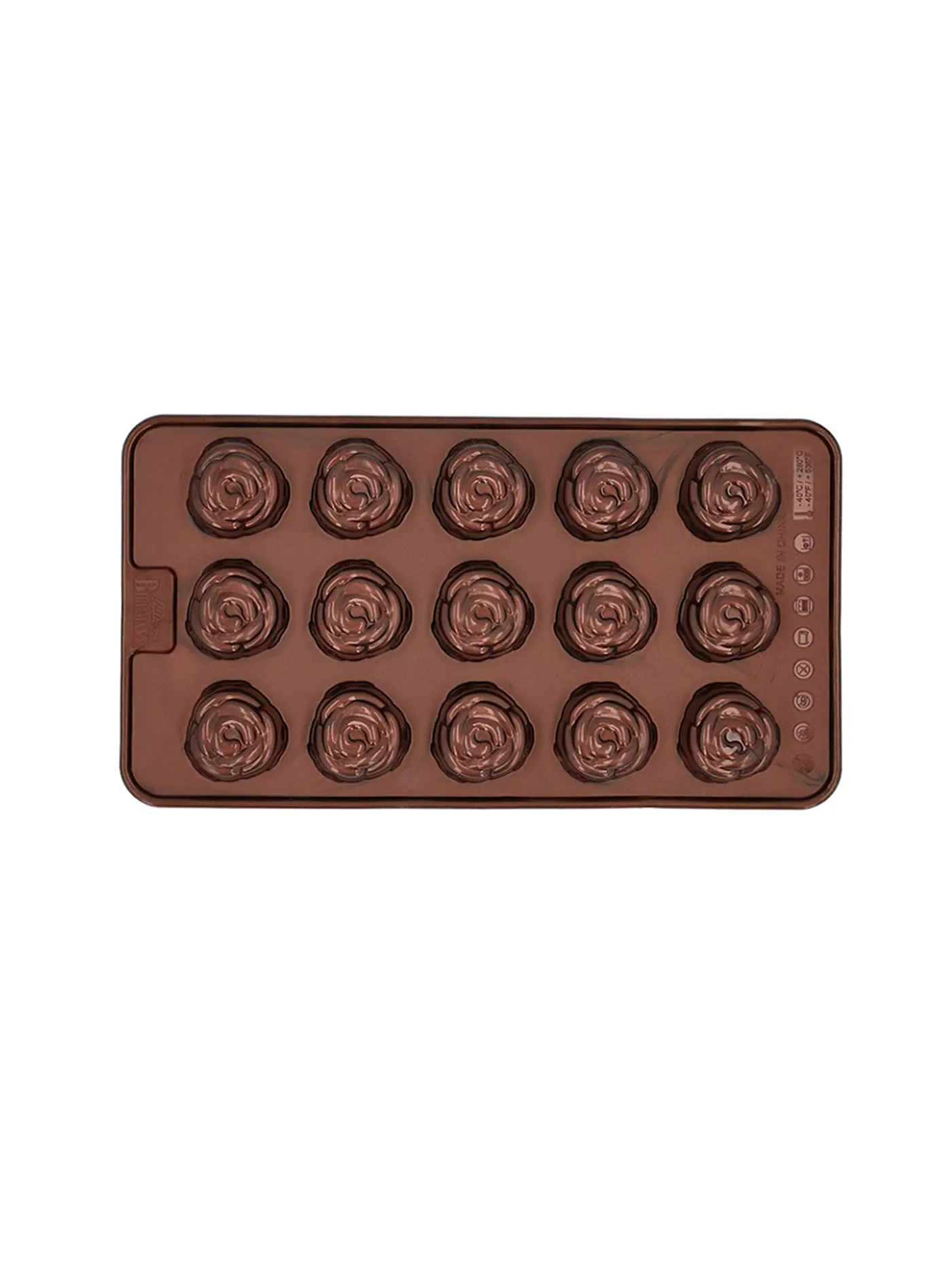 RBV BIRKMANN | Pralinenform ROSE CHOCOLATERIE 2tlg. Silikon Braun  | braun