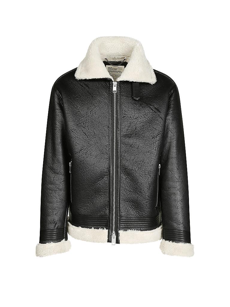REPLAY | Jacke in Leder-/Lammfelloptik | schwarz
