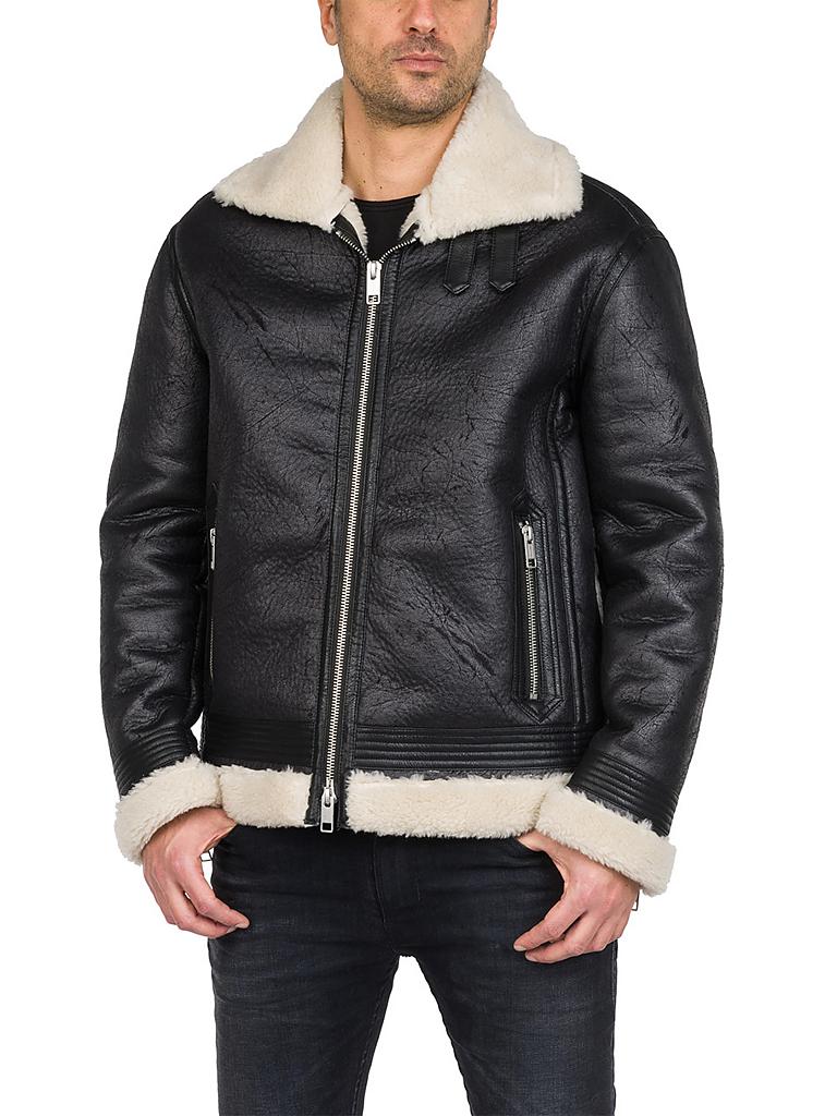 REPLAY | Jacke in Leder-/Lammfelloptik | schwarz