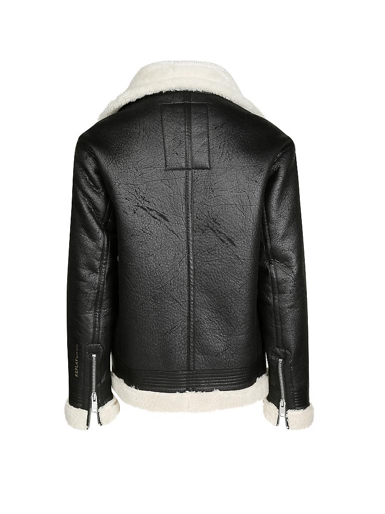 REPLAY | Jacke in Leder-/Lammfelloptik | schwarz