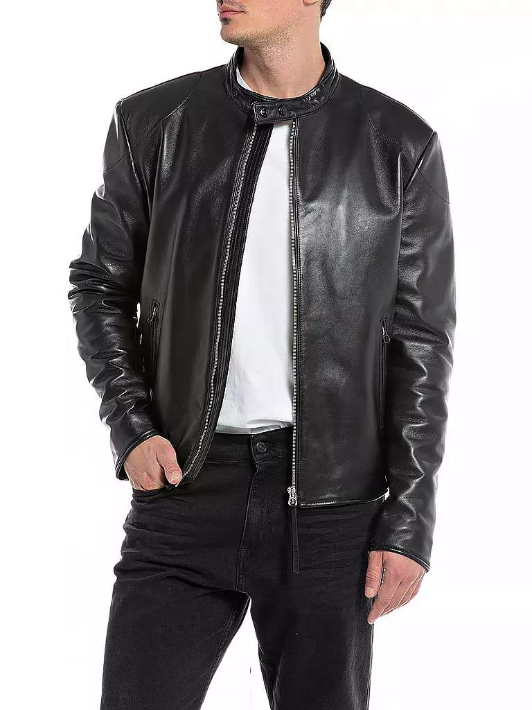 REPLAY | Lederjacke | schwarz