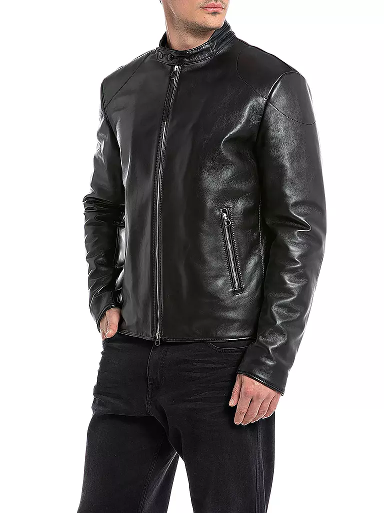 REPLAY | Lederjacke | schwarz