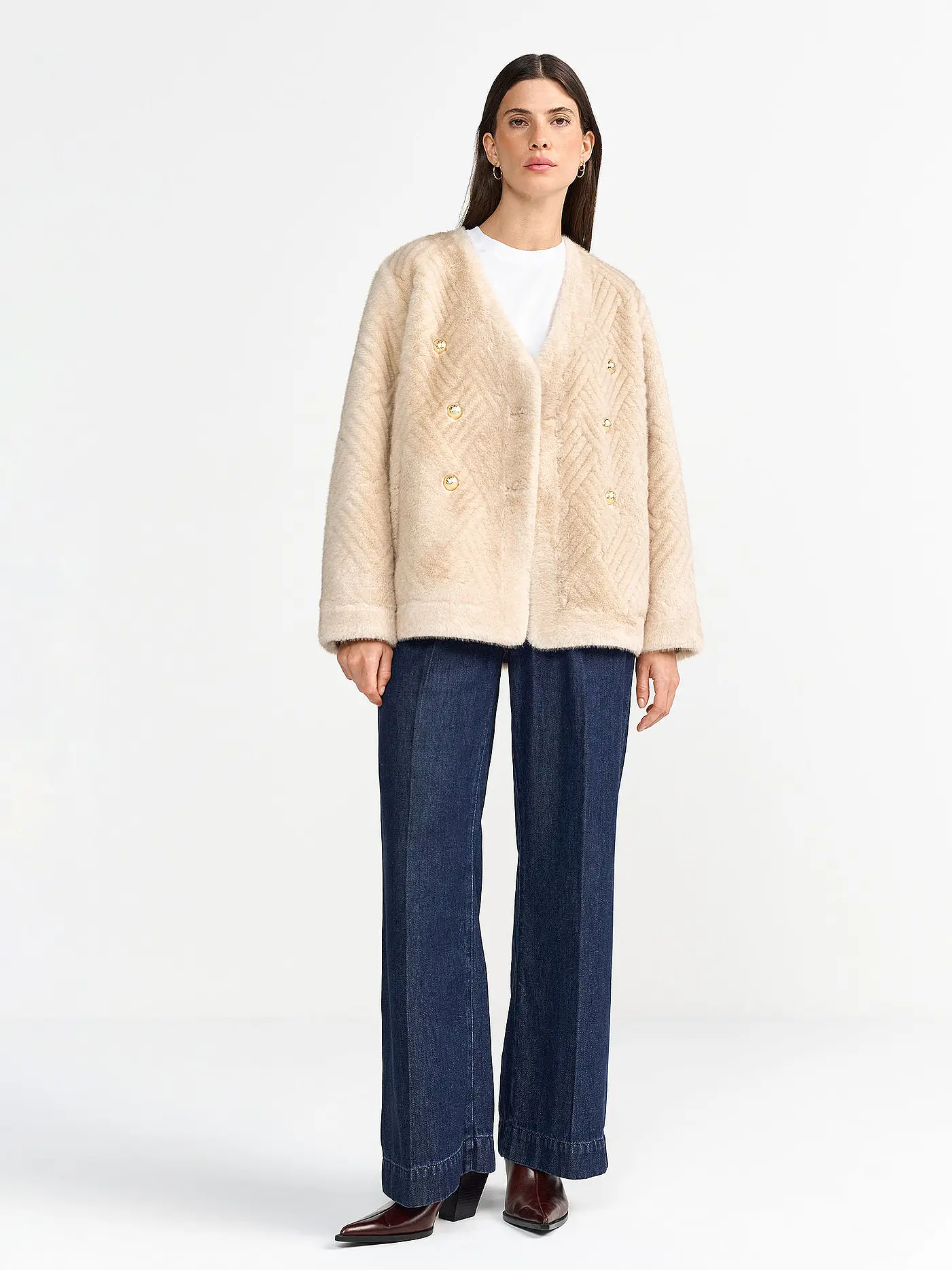 RICH & ROYAL | Jacke in Felloptik  | camel