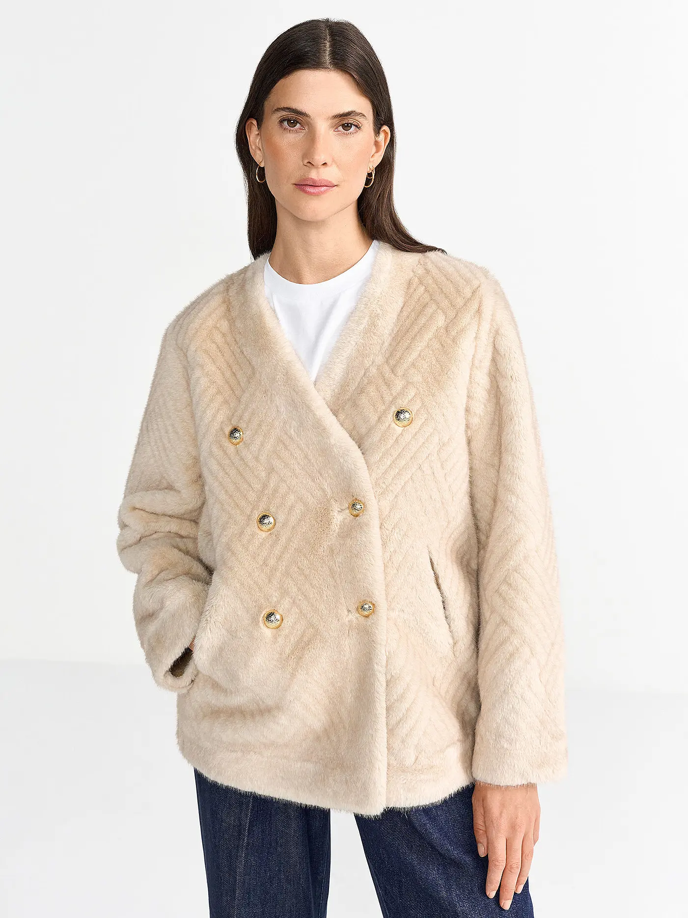 RICH & ROYAL | Jacke in Felloptik  | camel
