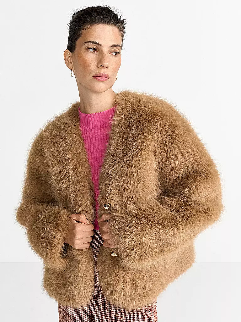 RICH & ROYAL | Jacke in Felloptik | camel