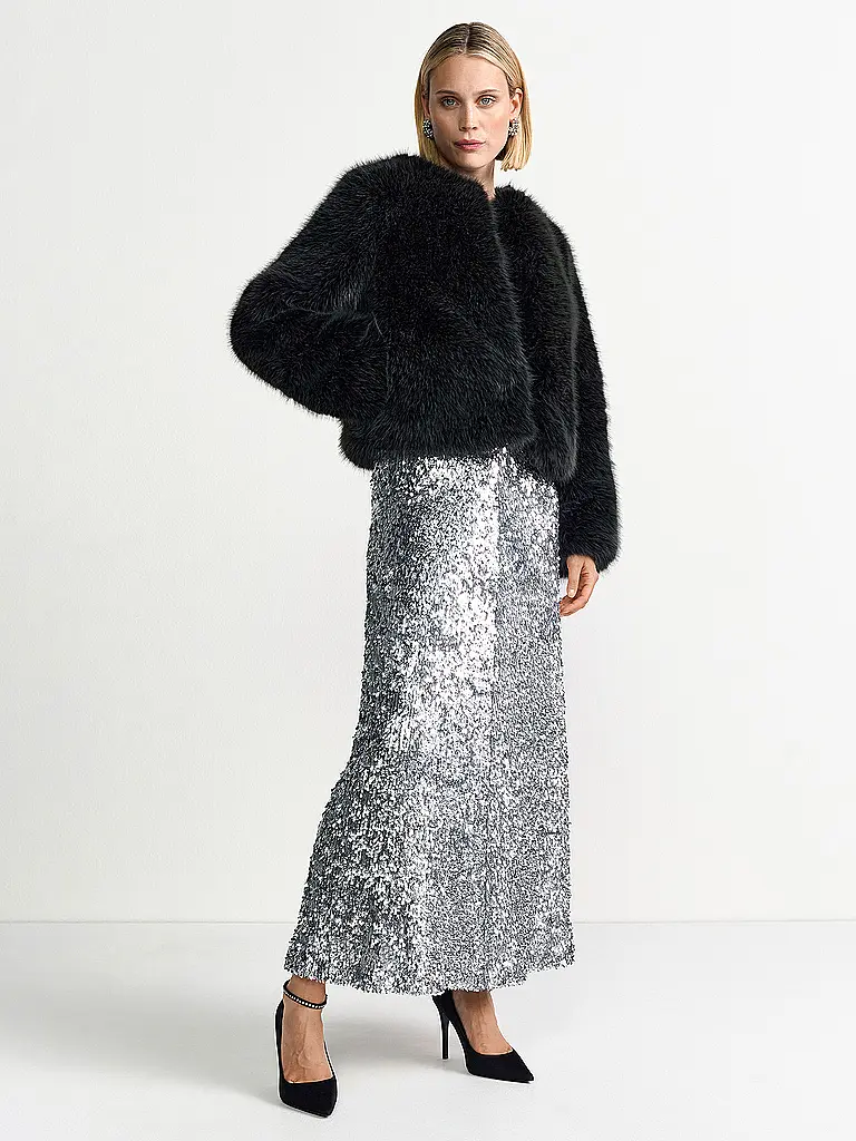 RICHROYAL | Jacke in Felloptik  | Schwarz