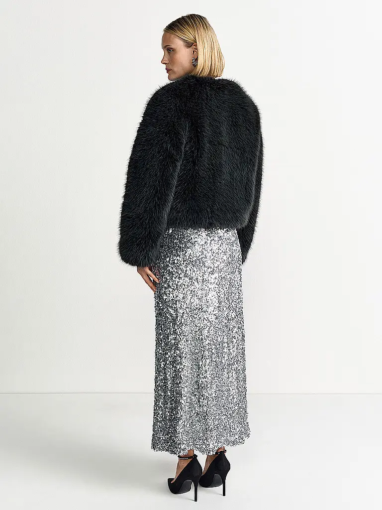 RICHROYAL | Jacke in Felloptik  | Schwarz