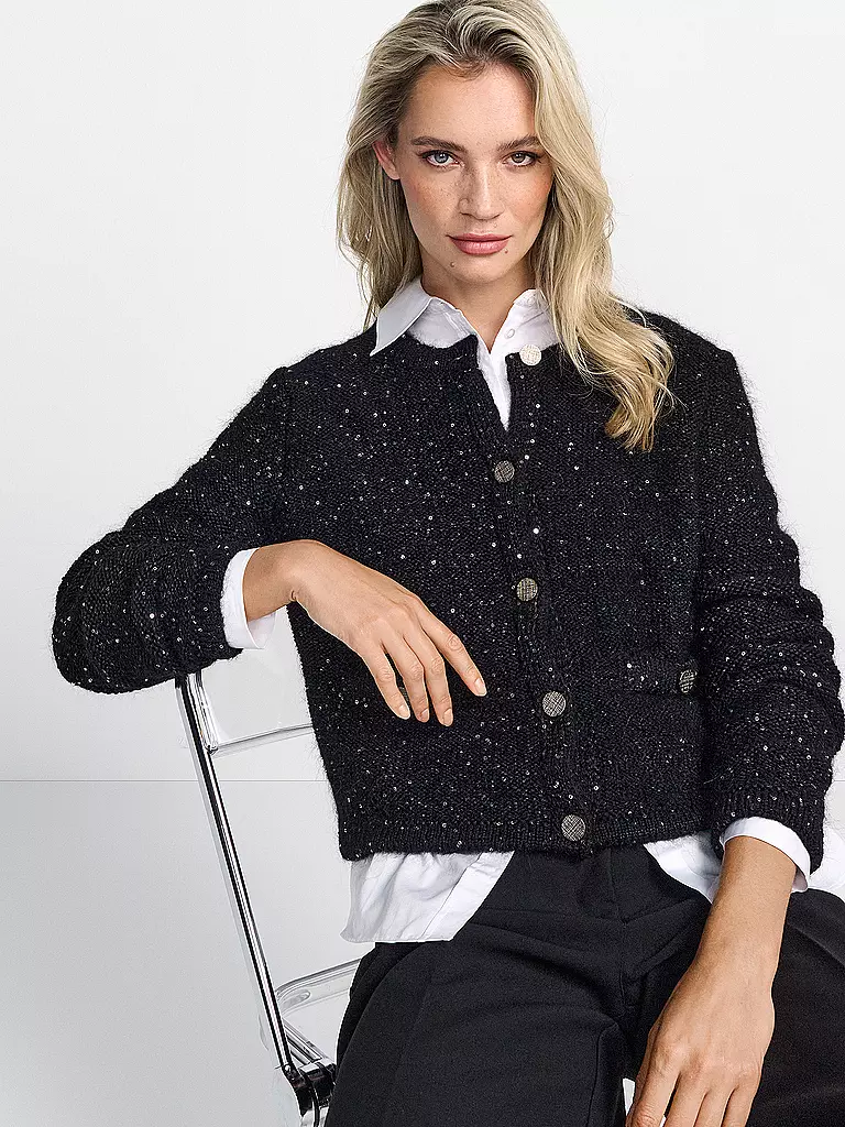 RICHROYAL | Strickjacke Boxy Fit | Schwarz