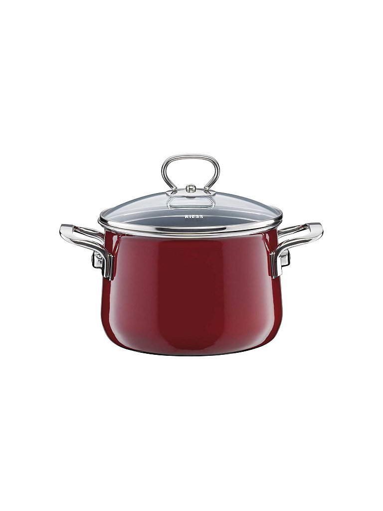 RIESS Fleischtopf mit Glasdeckel NOUVELLE 20cm/4l Rosso dunkelrot