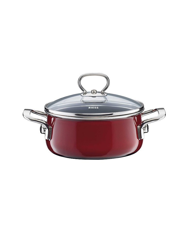 RIESS Kasserolle mit Glasdeckel NOUVELLE 20cm/2l Rosso dunkelrot
