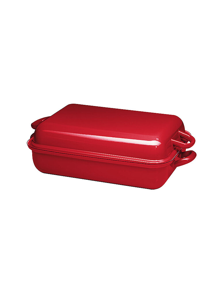 Bratpfanne mit Deckel 37x26cm Rot dunkelrot baby