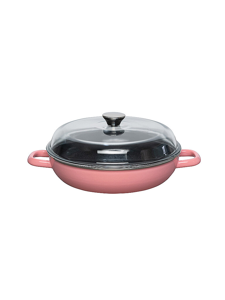 RIESS Schmorpfanne mit Deckel 28cm Pink koralle