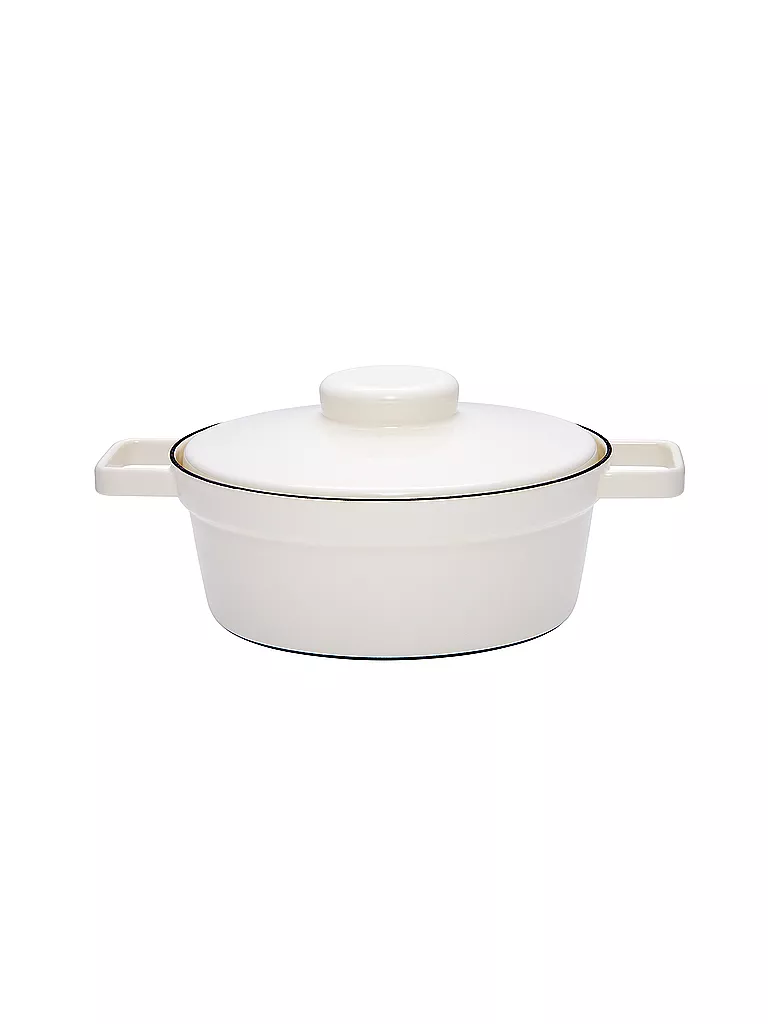 RIESS | Emaille Kasserolle mit Deckel "Aromapot - Truehomeware" 24cm 2l | weiss