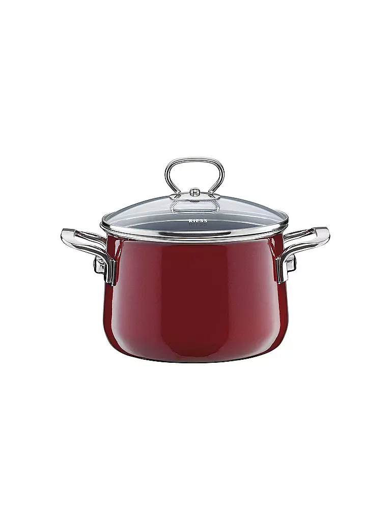 RIESS | Fleischtopf mit Glasdeckel NOUVELLE 20cm/4l Rosso | dunkelrot