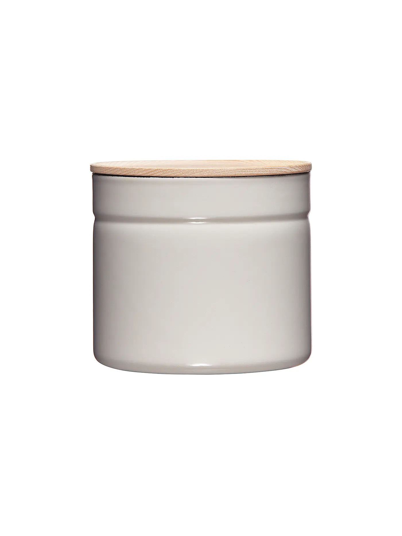 RIESS | Frischhaltedose - Emaille Vorratsdose mit Eschenholz-Deckel "Truehomewear" 12cm 1390ml | grau