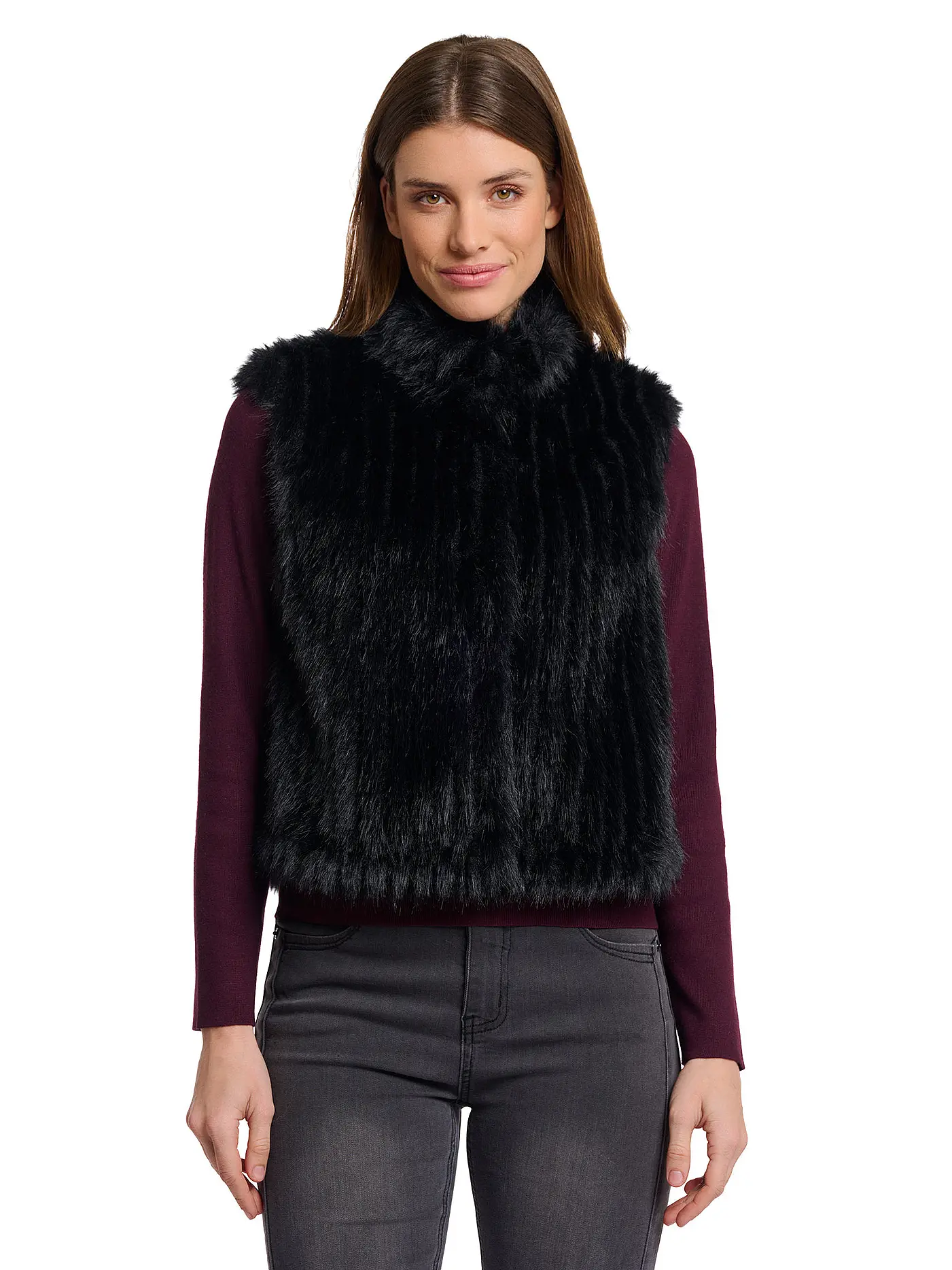 RINO&PELLE | Gilet in Felloptik DAVA | schwarz
