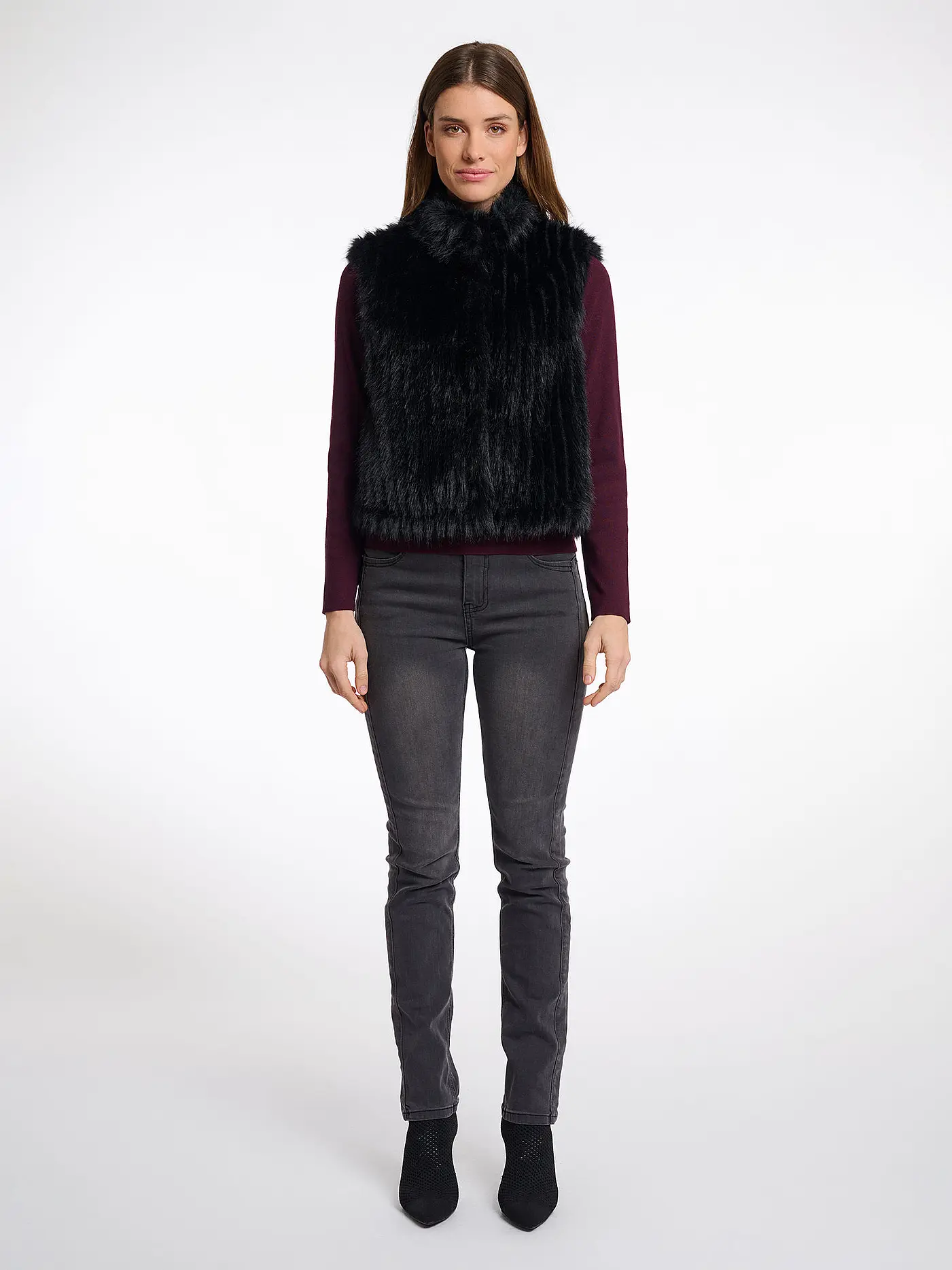 RINO&PELLE | Gilet in Felloptik DAVA | schwarz