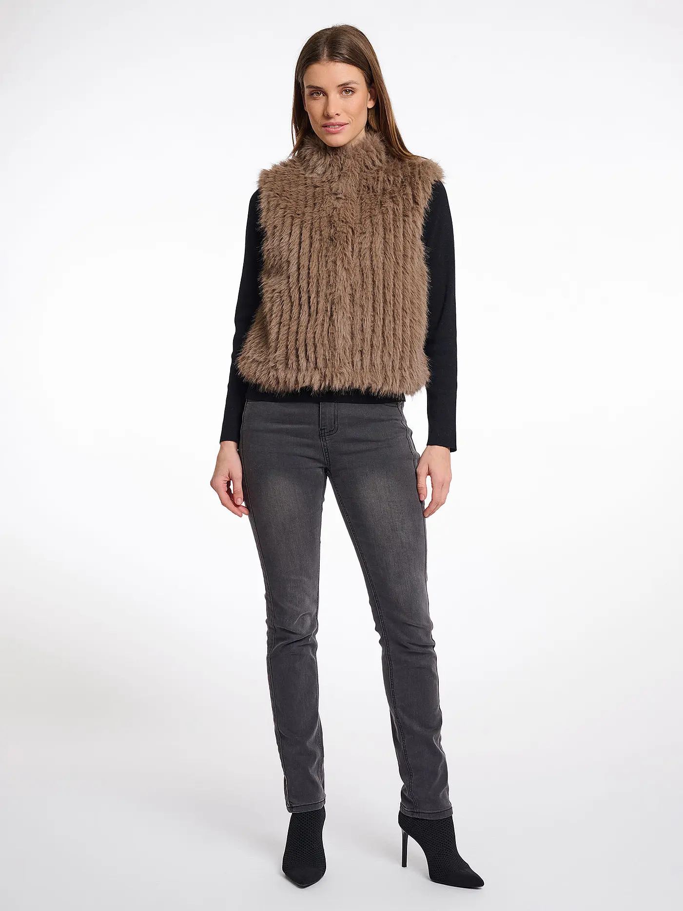 RINO&PELLE | Gilet in Felloptik DAVA | camel