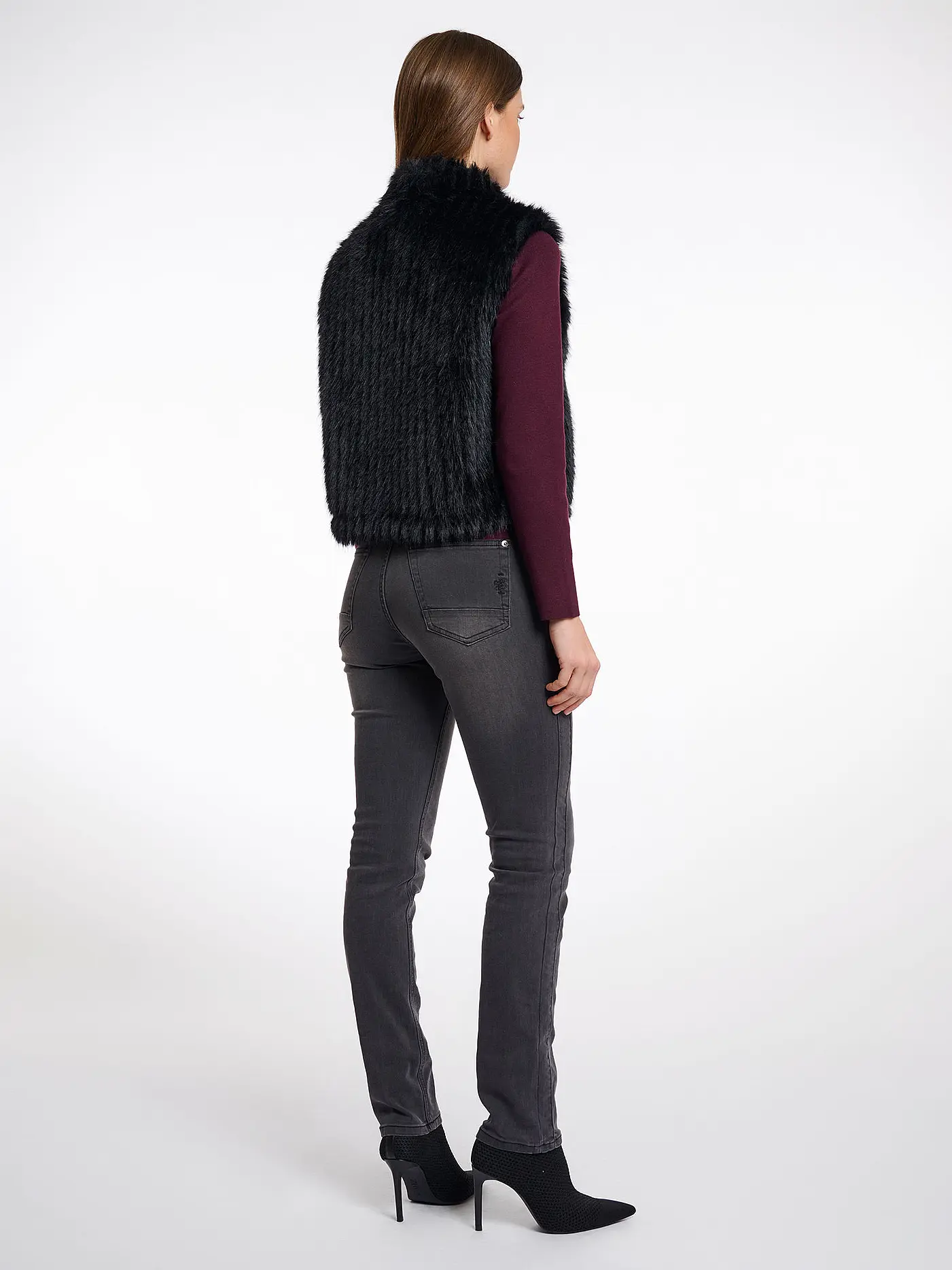 RINO&PELLE | Gilet in Felloptik DAVA | schwarz
