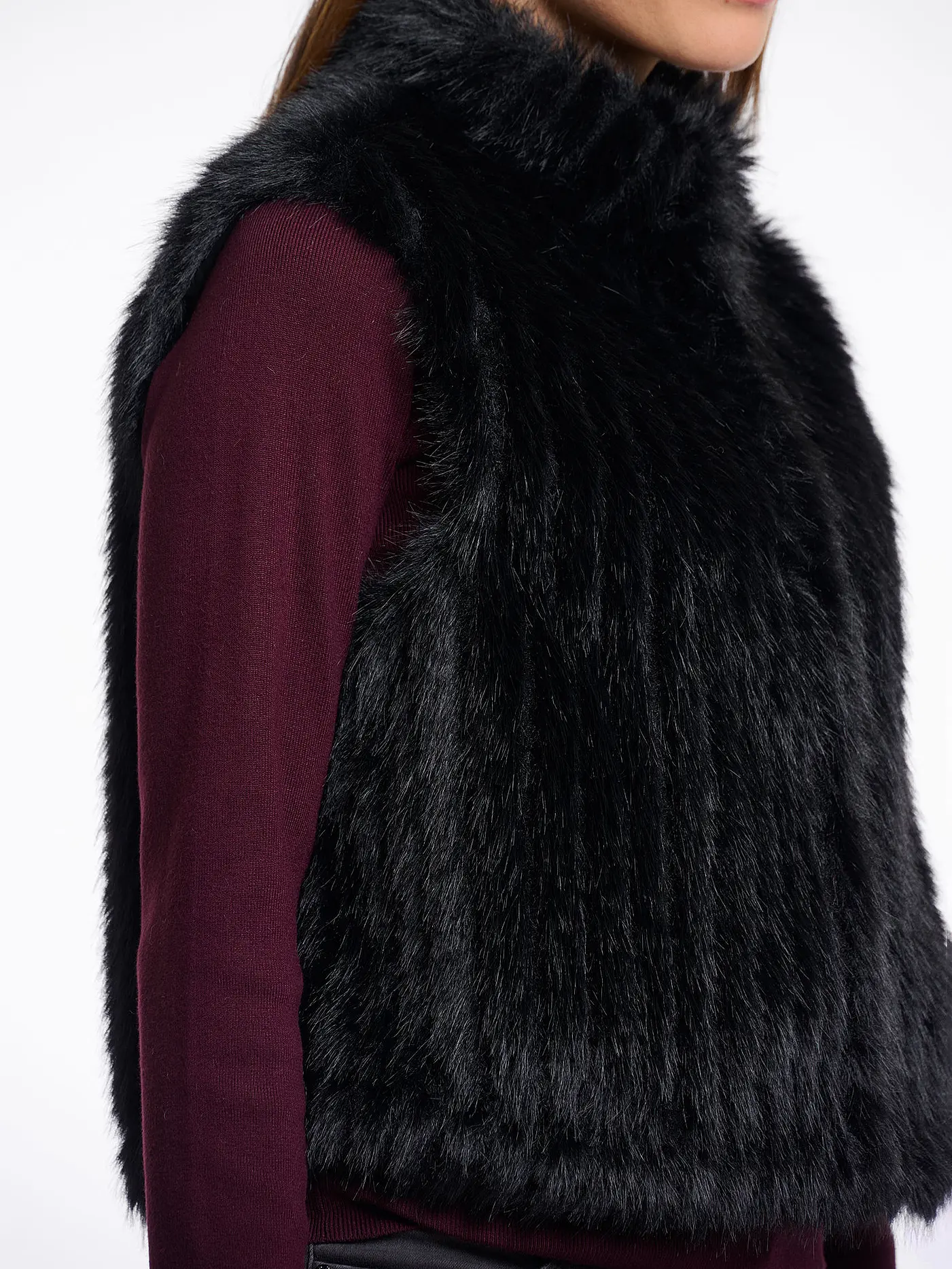RINO&PELLE | Gilet in Felloptik DAVA | schwarz