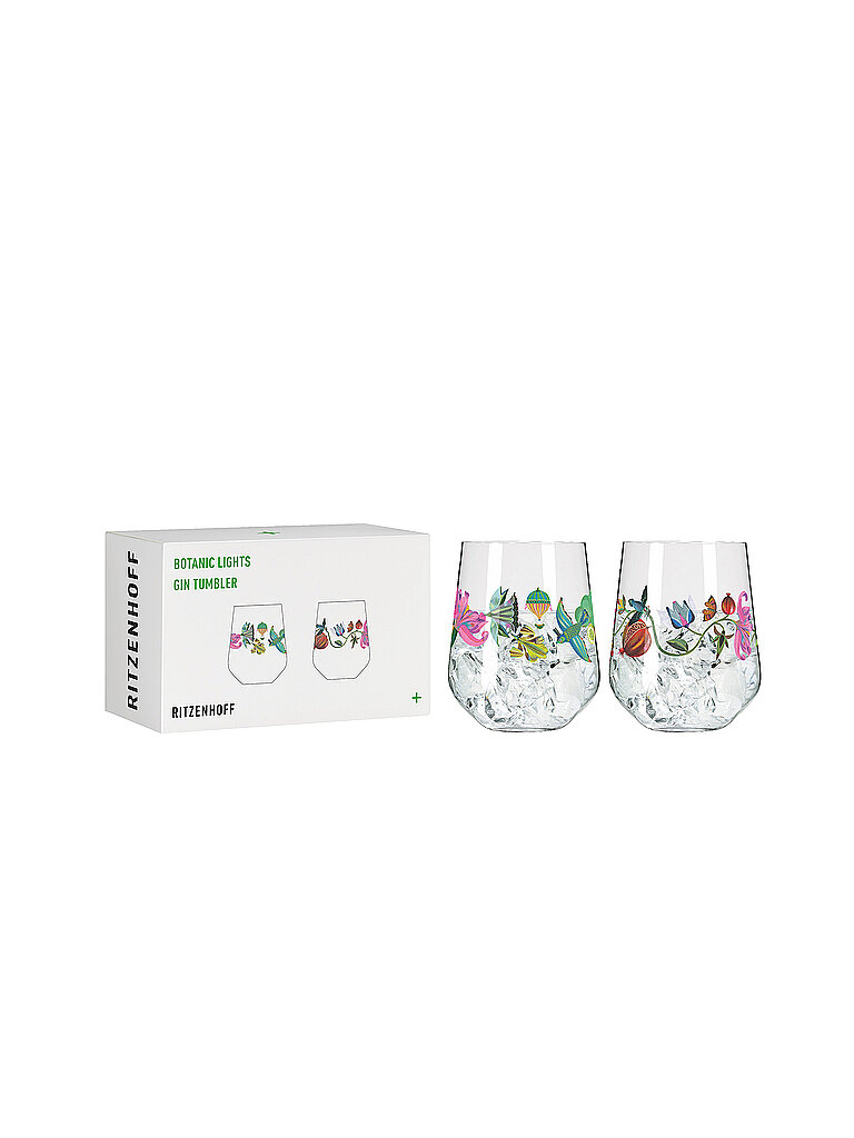 RITZENHOFF Gin Tumbler 2-er Set BOTANIC LIGHTS #9 #10 Olaf Hajek 2024 bunt