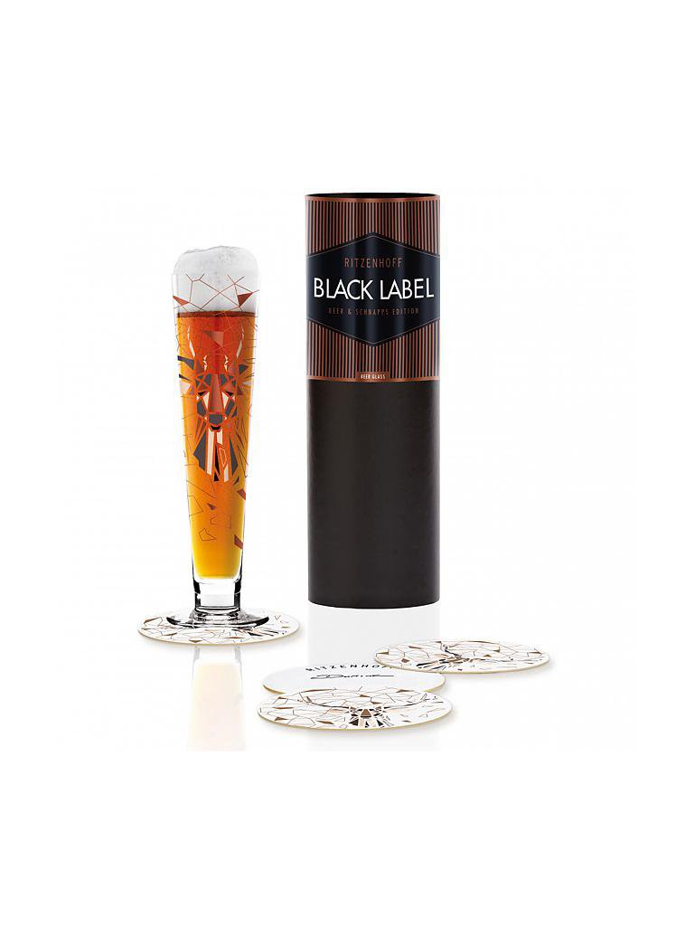 RITZENHOFF | Black Label Design Bierglas mit Bierdeckeln - Kurz Kurz Design | bunt