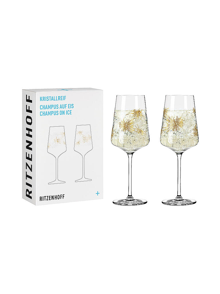 RITZENHOFF | Champagnerglas Set 2er " Champus on Ice " Kristallreif 2x400ml | gold