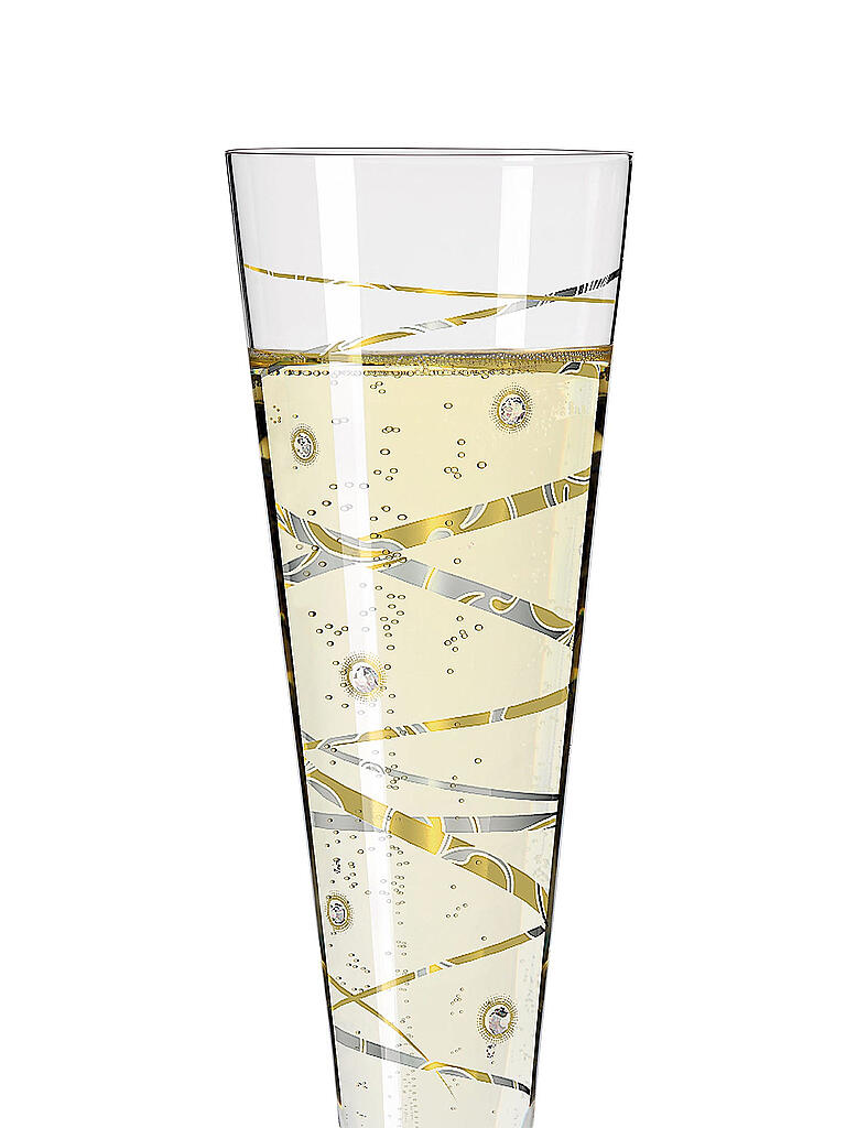 RITZENHOFF | Champus Celebration Glass 2021 mit echten Swarovski-Steinen | gold