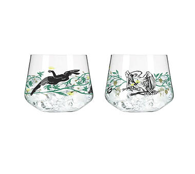 RITZENHOFF 3881002 Gin Glass, 700 ml, Kelch Set of 2, Botanic Lights, Summer Motif, Made in Germany