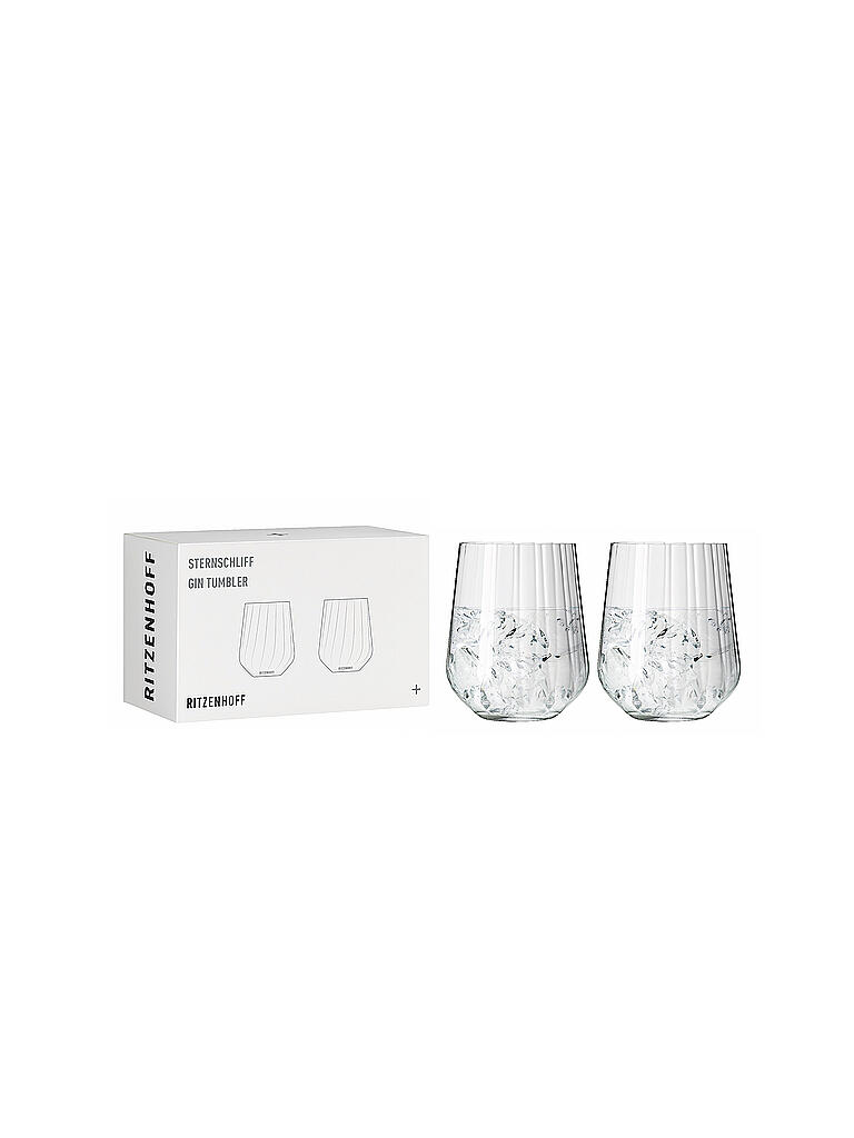 RITZENHOFF | Gin Tonic Glas Tumbler 2er Set Sternschliff  | bunt