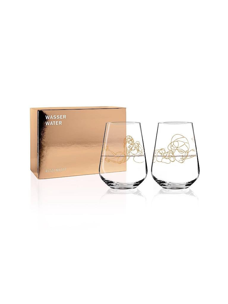 RITZENHOFF | Wasserglas-Set von Burkhard Neie (Dionysos & Pan / Zeus & Semele) | gold