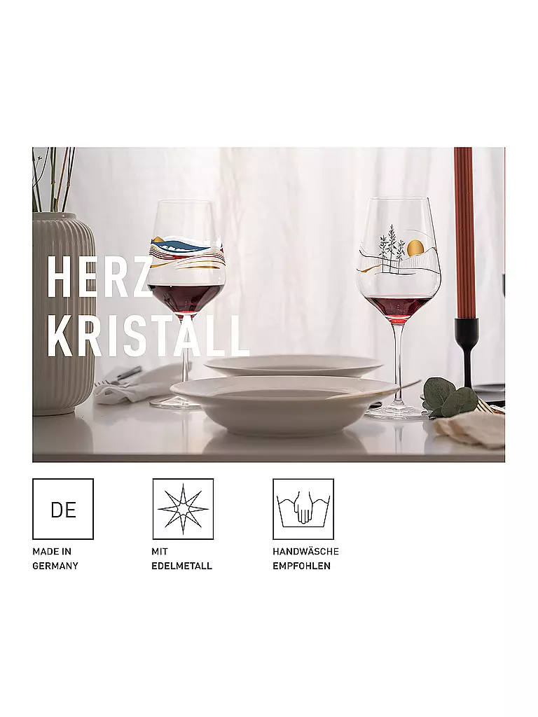 RITZENHOFF | Weissweinglas Herzkristall 2022 #9 Christine Kordes | bunt