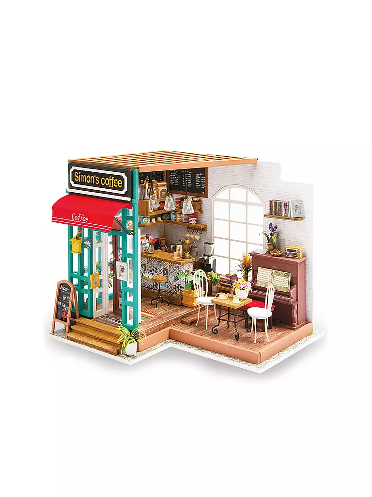 ROBOTIME | 3D Konstruktion - Simon's Coffee DG109 DIY Miniature Dollhouse Cafe Shop | keine Farbe