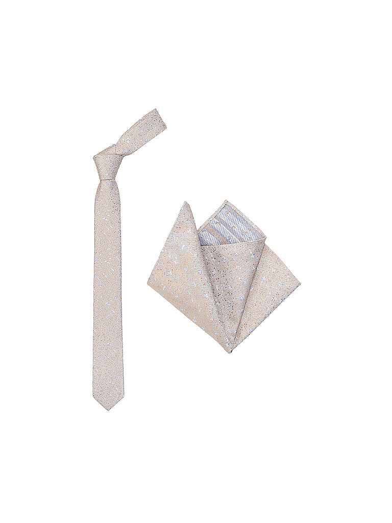 ROY ROBSON Krawatte Set mit Stecktuch beige
