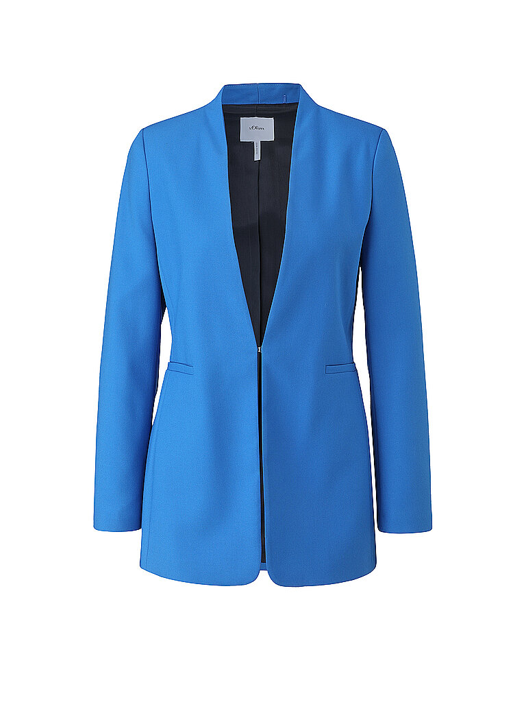 Artikel klicken und genauer betrachten! - Damen Blazer aus Viskose Mischung&nbsp; Schließt mit Haken&nbsp; Unifarben&nbsp; Langarm&nbsp; Paspellierte Eingriffstaschen&nbsp; Antailliert geschnitten&nbsp; Farbbezeichnung: Blue&nbsp; Material: 47% Viskose 47% Polyester 6% Elasthan Futter Rücken/Taschen: 51% Viskose 49% Acetat Futter Ärmel/Front: 100% Polyester &nbsp; | im Online Shop kaufen