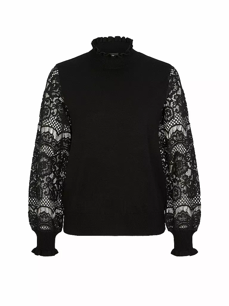 S.OLIVER BLACK LABEL | Pullover mit Spitze | schwarz