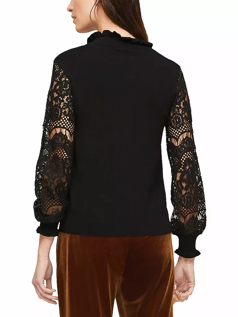 S.OLIVER BLACK LABEL | Pullover mit Spitze | schwarz