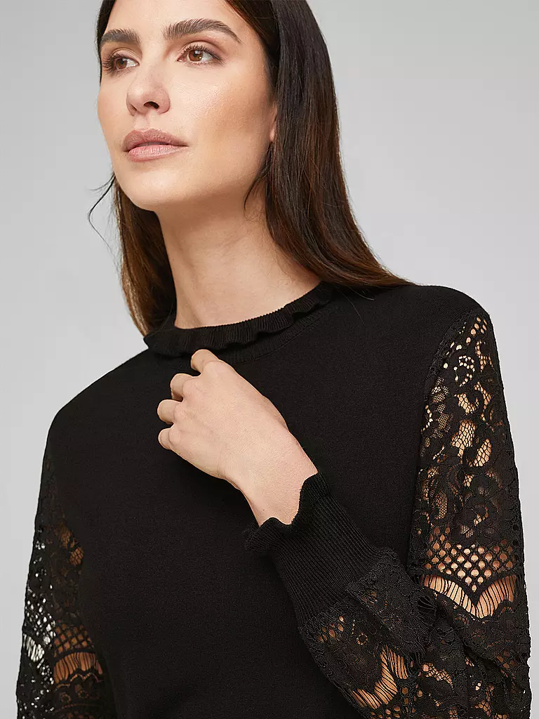 S.OLIVER BLACK LABEL | Pullover mit Spitze | schwarz