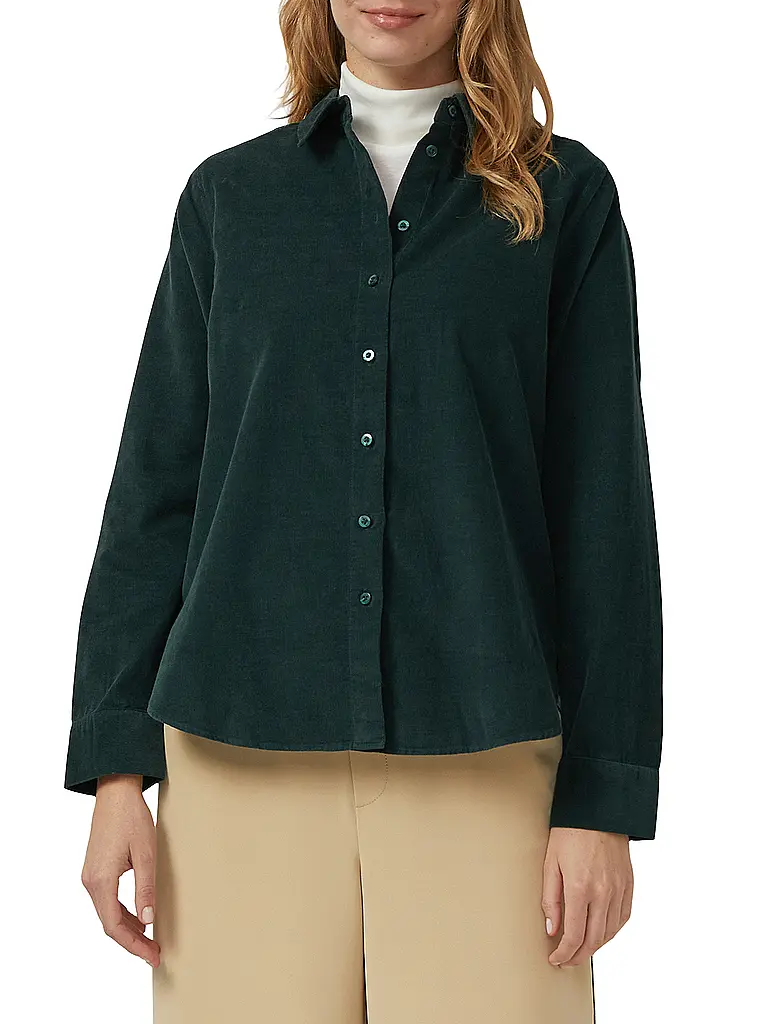 S.OLIVER | Cordbluse  | dunkelgrün