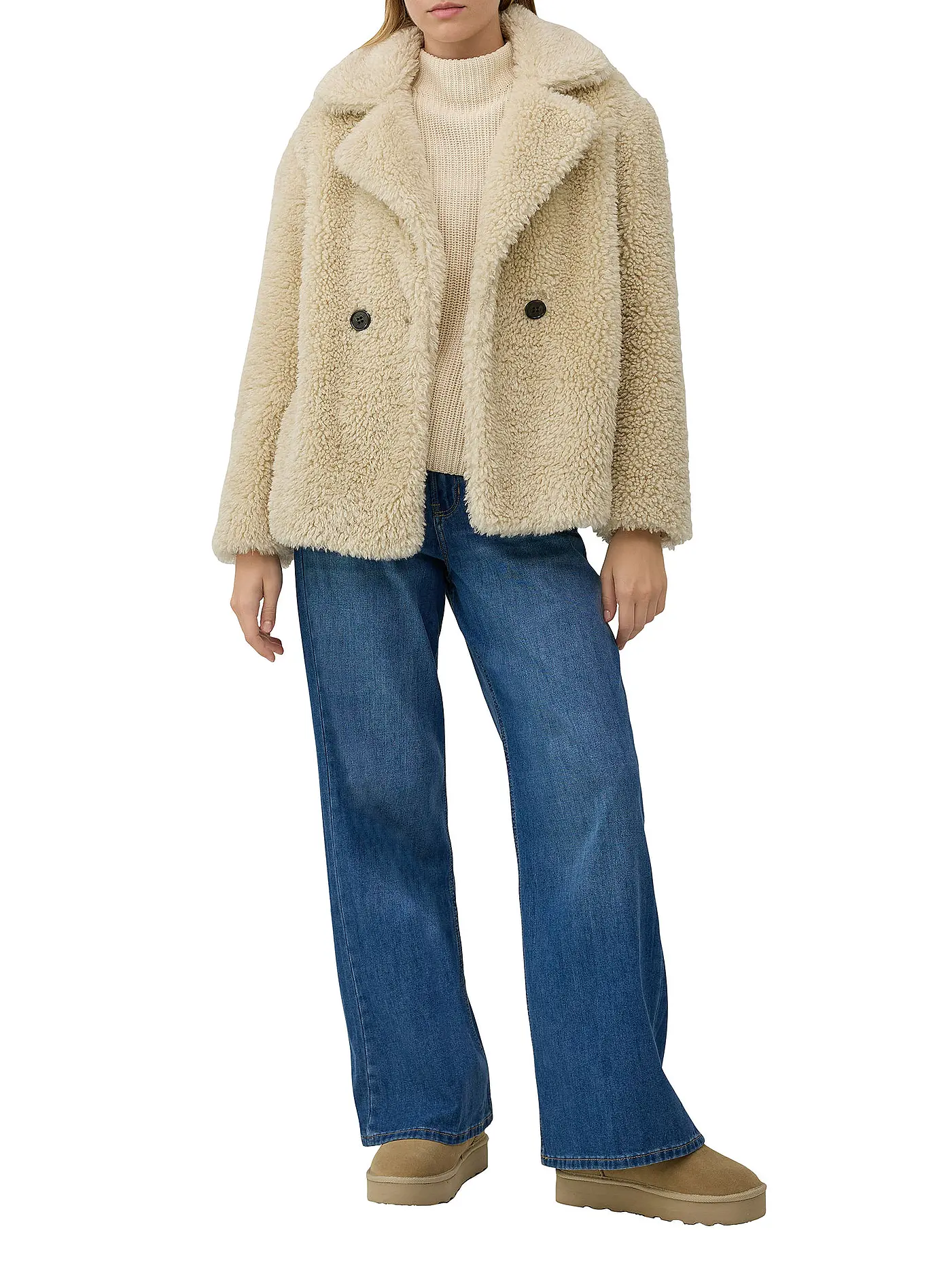 S.OLIVER | Jacke in Felloptik  | beige