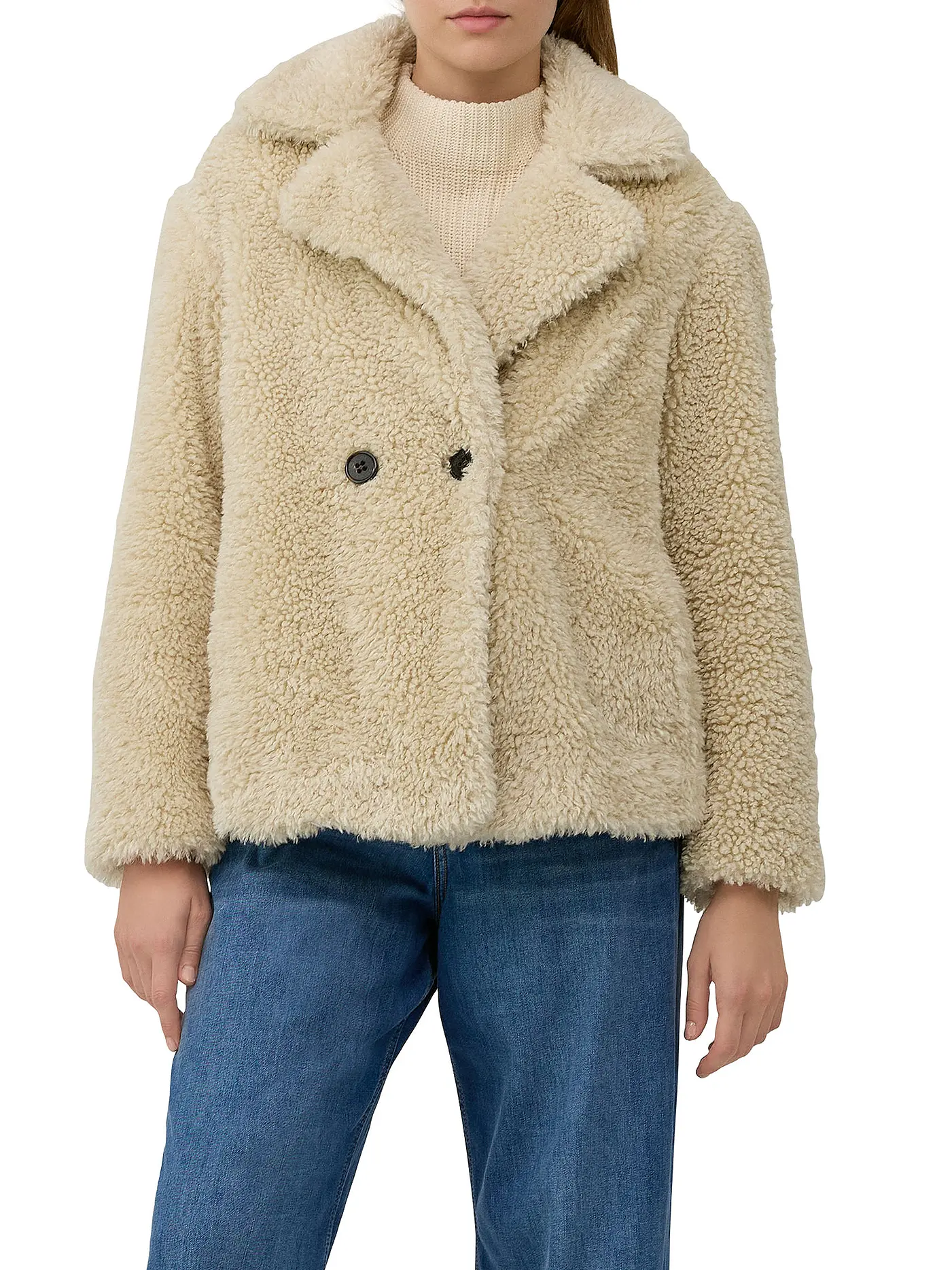 S.OLIVER | Jacke in Felloptik  | beige