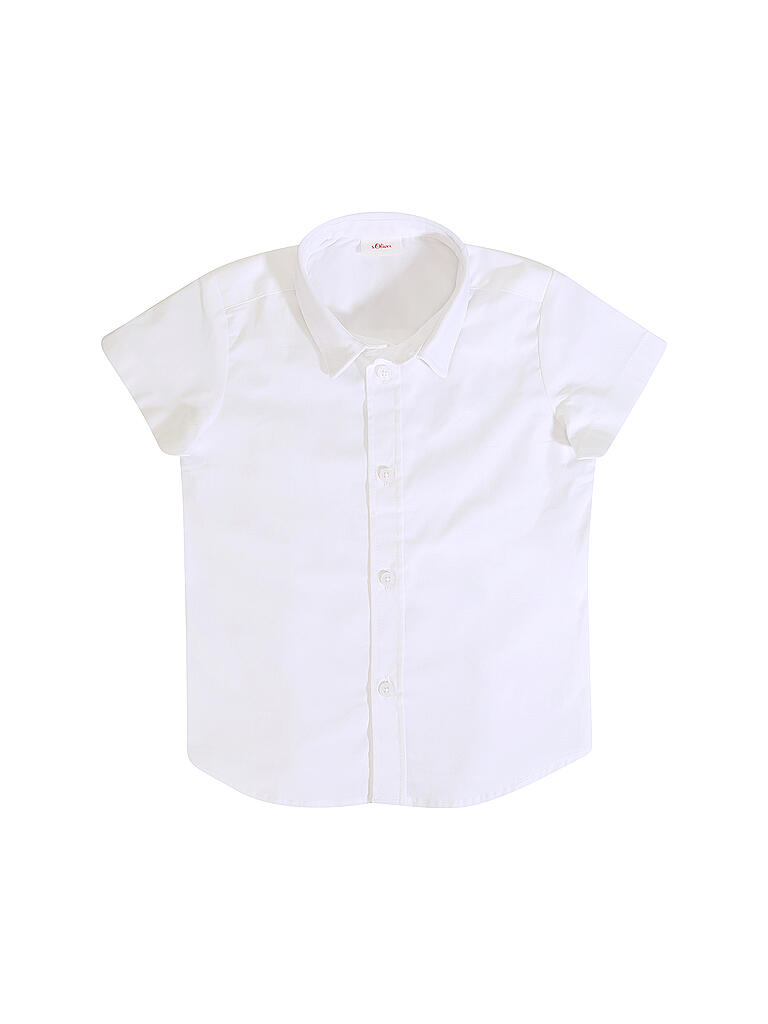 S.OLIVER Jungen klassisches kurzarm Hemd Slim Fit in weiß 64.002.22.3274 