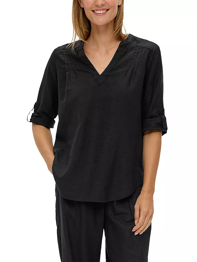 S.OLIVER | Leinenbluse | schwarz