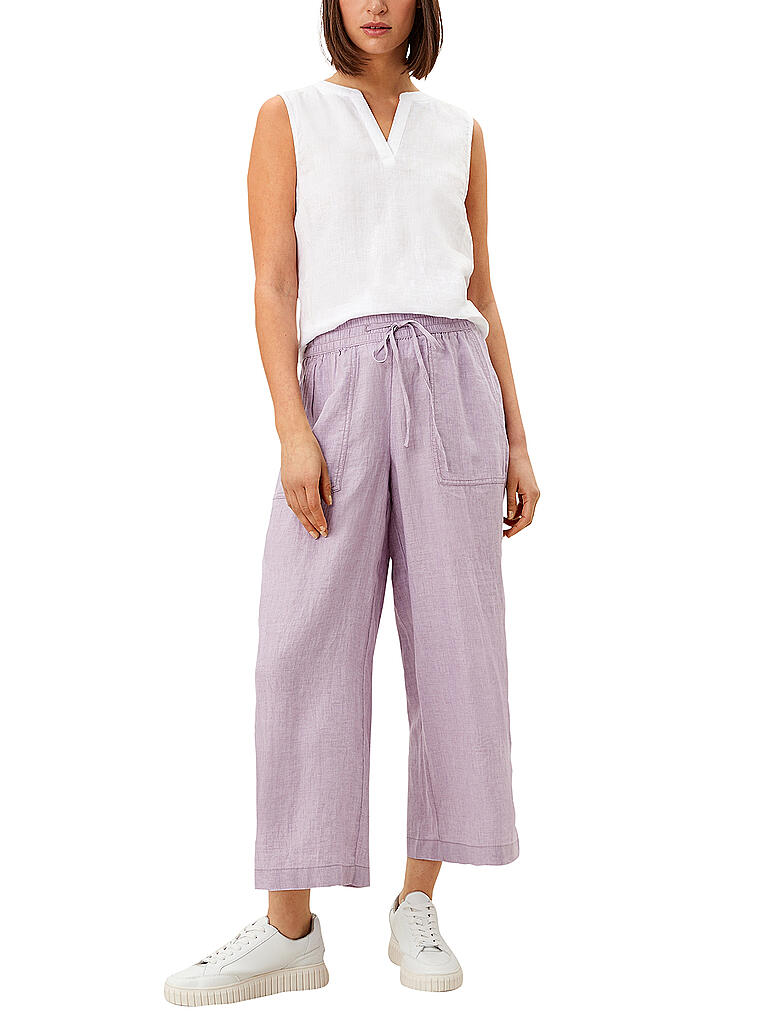 S.OLIVER | Leinenhose Wide Leg 3/4 | lila